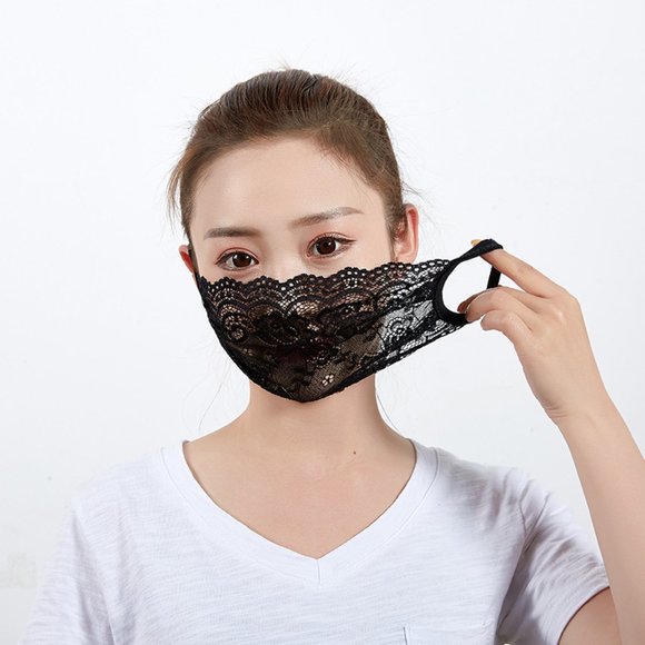 Black Lace Face Mask - Picture 2 of 13